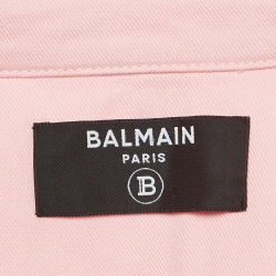 Pre Owned Balmain Pink Denim Buttoned Detailed Cropped Jacket S