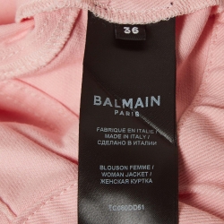 Pre Owned Balmain Pink Denim Buttoned Detailed Cropped Jacket S