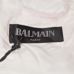 Balmain Pink Wool Blend Knit Belted Coat M