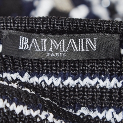 Pre Owned Balmain Navy Blue Embellished Knit Cardigan M