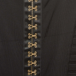 Pre Owned Balmain Black Stretch Knit Hook Detail Bodycon Midi Dress M