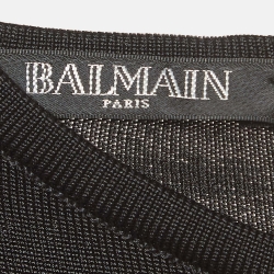 Pre Owned Balmain Black Stretch Knit Hook Detail Bodycon Midi Dress M