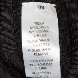 Pre Owned Balmain Black Stretch Knit Hook Detail Bodycon Midi Dress M