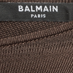 Pre Owned Balmain Brown Stretch Knit Drape Detail Sleeveless Maxi Dress M