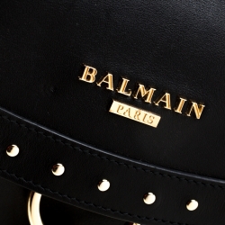 Balmain Black Studded Leather Domaine 33 Shoulder Bag