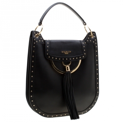 Balmain Black Studded Leather Domaine 33 Shoulder Bag