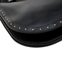 Balmain Black Studded Leather Domaine 33 Shoulder Bag
