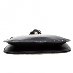 Balmain Black Studded Leather Domaine 33 Shoulder Bag