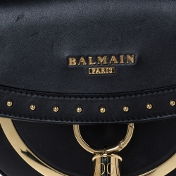 Pre Owned Balmain Black Leather Domaine 18 Shoulder Bag