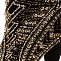 Balmain Black Crystal Embellished Suede Pointed Toe Ankle Boots Size 40