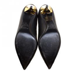 Pre Owned Balmain Black Strappy Leather Pointed Toe Ankle Booties Size 39