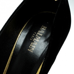 Pre Owned Balmain Black Velvet and Metallic Gold Leather Lena Tassel Ankle Strap Pumps Size 39