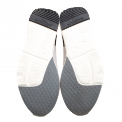 Pre Owned Balmain Black Stretch Knit And Mesh Cameron Embossed Logo High Top Sneakers Size 39.5