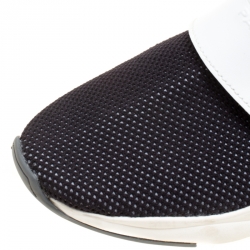 Pre Owned Balmain Black Stretch Knit And Mesh Cameron Embossed Logo High Top Sneakers Size 39.5