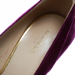 Pre Owned Balmain Purple Velvet And Metallic Gold Leather Ankle Strap Pointed Toe Pumps Size 40