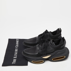 Balmain Black Satin and Suede Lace Up Sneakers Size 38