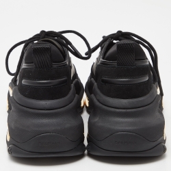 Balmain Black Satin and Suede Lace Up Sneakers Size 38