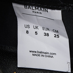 Balmain Black Satin and Suede Lace Up Sneakers Size 38