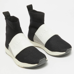 Balmain Black Knit Fabric Cameron Sock Sneakers Size 36