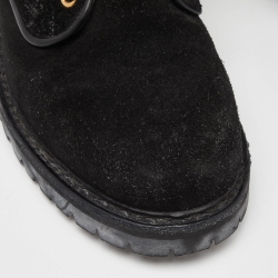 Pre Owned Balmain Black Suede Eagle Ranger Combat Ankle Boots Size 40