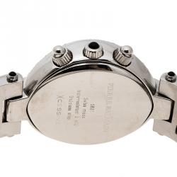 Pre Owned Balmain Silver Stainless Steel and Diamond Excessive Chronograph 5831 Women's Wristwatch 32 mm