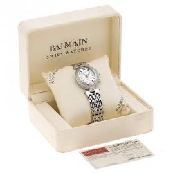 Pre Owned Balmain Silver Stainless Steel and Diamond Excessive Chronograph 5831 Women's Wristwatch 32 mm