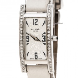 Pre Owned Balmain Silver White Stainless Steel and Diamond 2191 Women's Wristwatch 18 mm