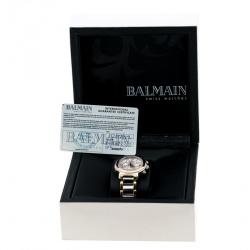Pre Owned Balmain Silver White Stainless Steel And Rose Gold Plated Steel Madrigal Chrono Lady Sl 5898 Women's Wristwatch 35 MM