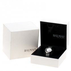 Pre Owned Balmain Silver Stainless Steel Diamonds Eclipse 3291 Women's Wristwatch 34 mm