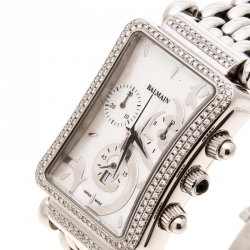 Pre Owned Balmain White Mother of Pearl Stainless Steel Diamonds Jolie Madame 5851 Women's Wristwatch 29 mm