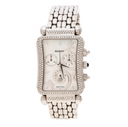 Pre Owned Balmain White Mother of Pearl Stainless Steel Diamonds Jolie Madame 5851 Women's Wristwatch 29 mm