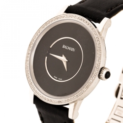 مملوكة مسبقًا Balmain Black Stainless Steel Diamonds Eria Bijou B1775.32.62 Women's Wristwatch 36 mm