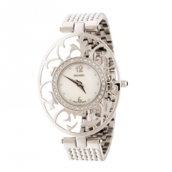 Pre Owned Balmain Mother of Pearl Stainless Steel Diamonds 3075 Women's Wristwatch 32 mm