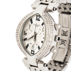 Balmain Silver Stainless Steel and Diamond Excessive Chronograph 5831 Women's Wristwatch 32 mm