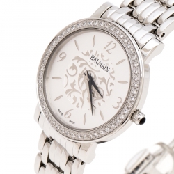 Pre Owned Balmain Silver Stainless Steel Diamonds B1695 Women's Wristwatch 29 mm