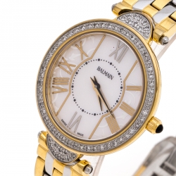 Pre Owned Balmain Mother of Pearl Two-Tone Stainless Steel Diamonds Haute Elegance 8076 Women's Wristwatch 27 mm