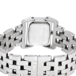 Pre Owned Balmain Silver Stainless Steel Diamond 2198 Rectangular Women Wristwatch 24 mm
