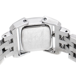Pre Owned Balmain Silver Stainless Steel Diamond 2198 Rectangular Women Wristwatch 24 mm