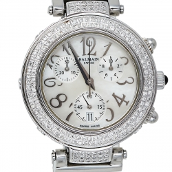 Pre Owned Balmain Mother Of Pearl Stainless Steel Diamonds B5793.33.82 Women's Wristwatch 35 mm