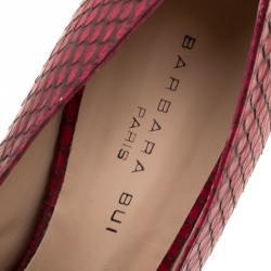 Barbara Bui Red Elaphe Leather Metal Pointed Toe Pumps Size 38