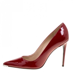 Barbara Bui Red Patent Leather Metal Pointed Toe Pumps Size 41