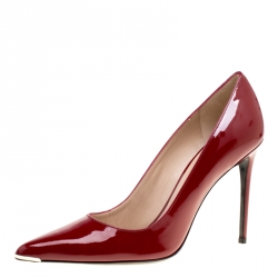 Barbara Bui Red Patent Leather Metal Pointed Toe Pumps Size 41