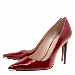 Barbara Bui Red Patent Leather Metal Pointed Toe Pumps Size 41