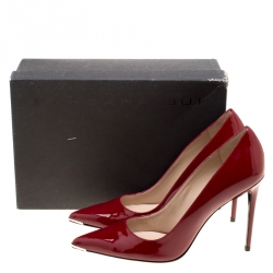 Barbara Bui Red Patent Leather Metal Pointed Toe Pumps Size 41