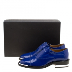 Pre Owned Barbara Bui Blue Leather Laceless Oxfords Size 37