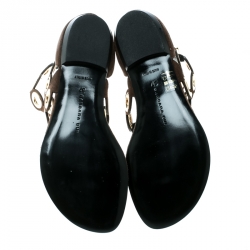 Pre Owned Barbara Bui Brown Suede Eyelet Detail Flat Thong Sandals Size 37