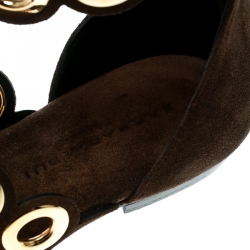 Pre Owned Barbara Bui Brown Suede Eyelet Detail Flat Thong Sandals Size 37