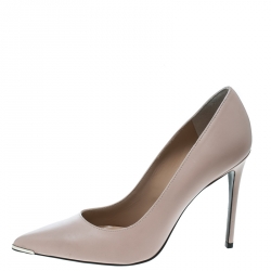 Pre Owned Barbara Bui Blush Pink Leather Metal Pointed Toe Pumps Size 38