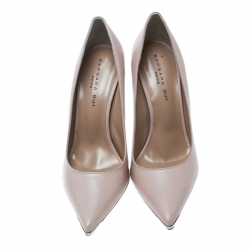 Pre Owned Barbara Bui Blush Pink Leather Metal Pointed Toe Pumps Size 38
