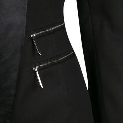 Barbara Bui Black Satin Trim Detail Tailored Blazer S